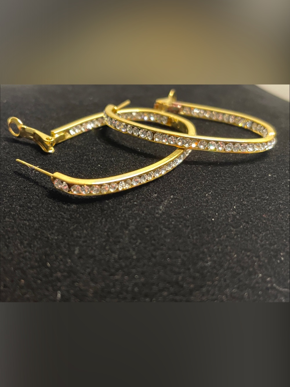 Gold Crystal Hoop Earrings - Women's Jewelry